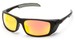 Angle of Badlands #5734 in Matte Black Frame with Orange Mirrored Lenses, Women's and Men's Sport & Wrap-Around Sunglasses
