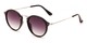 Angle of Lighthouse #6016 in Black/Silver Frame with Smoke Gradient Lenses, Women's and Men's Round Sunglasses