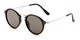 Angle of Lighthouse #6016 in Black/Silver Frame with Green Lenses, Women's and Men's Round Sunglasses