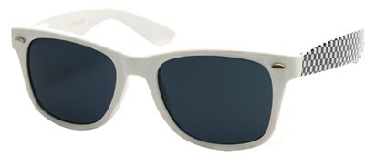 Angle of SW Checkered Retro Style #1417 in White with White Checkered Frame, Women's and Men's  