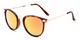 Angle of Cabo #6114 in Matte Tortoise/Gold Frame with Red/Orange Mirrored Lenses, Women's and Men's Round Sunglasses