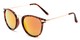 Angle of Cabo #6114 in Glossy Tortoise/Gold Frame with Red/Orange Mirrored Lenses, Women's and Men's Round Sunglasses