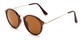 Angle of Darwin #6124 in Brown/Gold Frame with Amber Lenses, Women's and Men's Round Sunglasses
