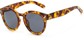 Angle of Arbor #6155 in Glossy Brown Marble Frame with Grey Lenses, Women's Round Sunglasses