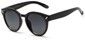 Angle of Arbor #6155 in Glossy Black Frame with Grey Lenses, Women's Round Sunglasses