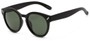 Angle of Arbor #6155 in Flat Black Frame with Green Lenses, Women's Round Sunglasses