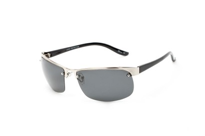 Angle of Winston #6160 in Silver Frame with Smoke Lenses, Women's and Men's Sport & Wrap-Around Sunglasses