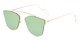 Angle of Octavia #6345 in Gold Frame with Green Mirrored Lenses, Women's Retro Square Sunglasses