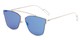 Angle of Octavia #6345 in Silver Frame with Blue Mirrored Lenses, Women's Retro Square Sunglasses