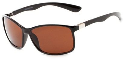 Angle of Richardson #6530 in Glossy Black Frame with Copper Driving Lenses, Women's and Men's Square Sunglasses