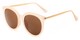 Angle of Canary #6583 in Peach/Gold Frame with Amber Lenses, Women's Cat Eye Sunglasses