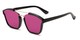 Angle of Hart #6755 in Black/Gold Frame with Pink Mirrored Lenses, Women's and Men's Aviator Sunglasses