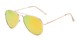 Angle of Grotto #6772 in Gold Frame with Yellow/Green Mirrored Lenses, Women's and Men's Aviator Sunglasses