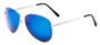 Angle of Solar #6799 in Silver Frame with Blue Mirrored Lenses, Women's and Men's Aviator Sunglasses