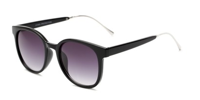 Angle of Baxter #6918 in Black Frame with Smoke Lenses, Women's and Men's Round Sunglasses