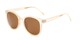 Angle of Baxter #6918 in Clear Tan Frame with Amber Lenses, Women's and Men's Round Sunglasses