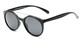 Angle of Milo #6928 in Black Frame with Grey Lenses, Women's and Men's Round Sunglasses
