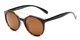 Angle of Milo #6928 in Black/Brown Frame with Amber Lenses, Women's and Men's Round Sunglasses