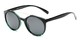 Angle of Milo #6928 in Black/Green Frame with Grey Lenses, Women's and Men's Round Sunglasses