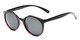 Angle of Milo #6928 in Black/Purple Frame with Grey Lenses, Women's and Men's Round Sunglasses