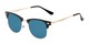 Angle of Devon in Black Frame with Blue Mirrored Lenses, Women's and Men's Browline Sunglasses