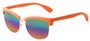 Angle of Sucre #7033 in Coral Orange/Gold Frame with Rainbow Mirrored Lenses, Women's Browline Sunglasses