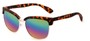 Angle of Sucre #7033 in Tortoise/Gold Frame with Rainbow Mirrored Lenses, Women's Browline Sunglasses