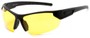 Angle of Budapest #7061 in Matte Black Frame with Yellow Lenses, Women's and Men's Sport & Wrap-Around Sunglasses