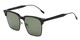 Angle of Humbolt #7105 in Black Frame with Green Lenses, Women's and Men's Square Sunglasses