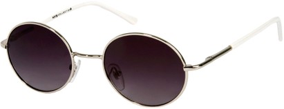 Angle of SW Round Style #844 in Silver/White Frame with Smoke Lenses, Women's and Men's  