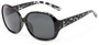 Angle of Newton #7787 in Black Tortoise Frame with Grey Lenses, Women's Round Sunglasses