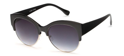 Angle of SW Round Retro Style #2283 in Black/Silver Frame with Smoke Lenses, Women's and Men's  