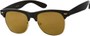 Angle of Cape Town #1386 in Black Frame with Gold Mirrored Lenses, Women's and Men's Browline Sunglasses