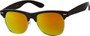 Angle of Cape Town #1386 in Black Frame with Orange Mirrored Lenses, Women's and Men's Browline Sunglasses