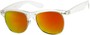Angle of Cape Town #1386 in Clear Frame with Orange Mirrored Lenses, Women's and Men's Browline Sunglasses
