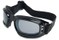 Angle of SW Folding Goggle Style #66 in Glossy Black Frame with Smoke Lenses, Women's and Men's  