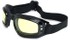 Angle of SW Folding Goggle Style #66 in Glossy Black Frame with Yellow Lenses, Women's and Men's  