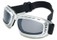 Angle of SW Folding Goggle Style #66 in Silver Frame with Smoke Lenses, Women's and Men's  