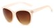 Angle of Elan #8800 in Cream Frame with Amber Lenses, Women's Cat Eye Sunglasses