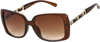 Angle of SW Oversized Style #2651 in Brown Frame with Amber Lenses, Women's and Men's  