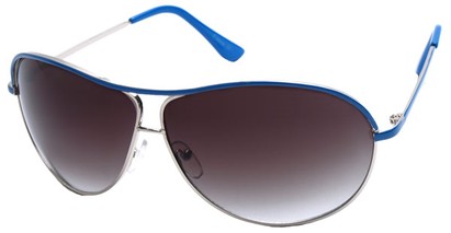 Angle of SW Aviator Style #1413 in Silver and Blue Frame, Women's and Men's  