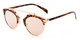 Angle of Tonto #9502 in Tortoise/Gold Frame with Pink Lenses, Women's and Men's Round Sunglasses