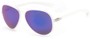 Angle of Surfside #9577 in Frosted Clear Frame with Blue Mirrored Lenses, Women's and Men's Aviator Sunglasses
