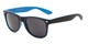 Angle of Reserve #9520 in Black/Blue Frame with Grey Lenses, Women's and Men's Retro Square Sunglasses