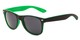 Angle of Reserve #9520 in Black/Green Frame with Grey Lenses, Women's and Men's Retro Square Sunglasses