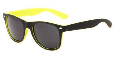 Angle of Reserve #9520 in Black/Yellow Frame with Grey Lenses, Women's and Men's Retro Square Sunglasses