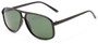 Angle of Fraser #9562 in Matte Black Frame with Green Lenses, Men's Aviator Sunglasses