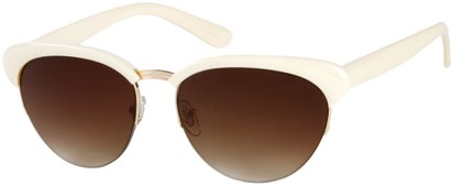 Angle of SW Retro Style #3077 in Cream/White Frame with Amber Lenses, Women's and Men's  