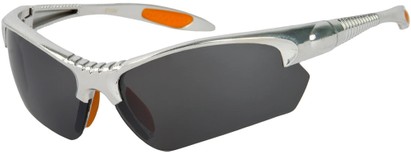 Angle of SW Sport Style #9705 in Silver and Orange Frame, Women's and Men's  