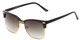 Angle of Windsor #9865 in Black and Gold Frame with Gradient Smoke Lenses, Women's and Men's Browline Sunglasses